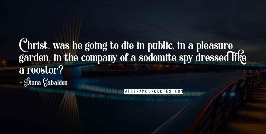 Diana Gabaldon Quotes: Christ, was he going to die in public, in a pleasure garden, in the company of a sodomite spy dressed like a rooster?