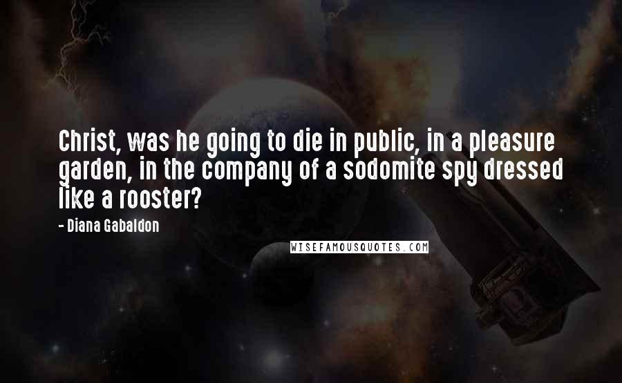 Diana Gabaldon Quotes: Christ, was he going to die in public, in a pleasure garden, in the company of a sodomite spy dressed like a rooster?