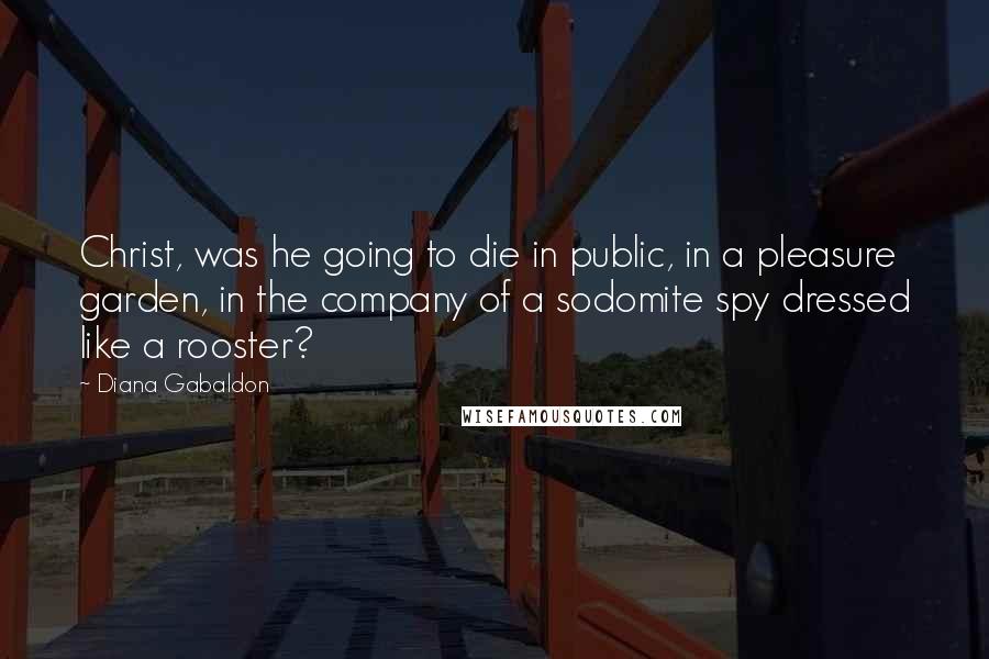 Diana Gabaldon Quotes: Christ, was he going to die in public, in a pleasure garden, in the company of a sodomite spy dressed like a rooster?
