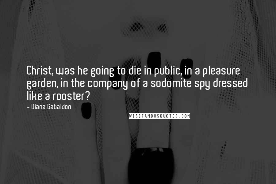 Diana Gabaldon Quotes: Christ, was he going to die in public, in a pleasure garden, in the company of a sodomite spy dressed like a rooster?