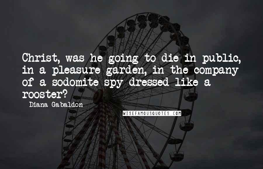 Diana Gabaldon Quotes: Christ, was he going to die in public, in a pleasure garden, in the company of a sodomite spy dressed like a rooster?