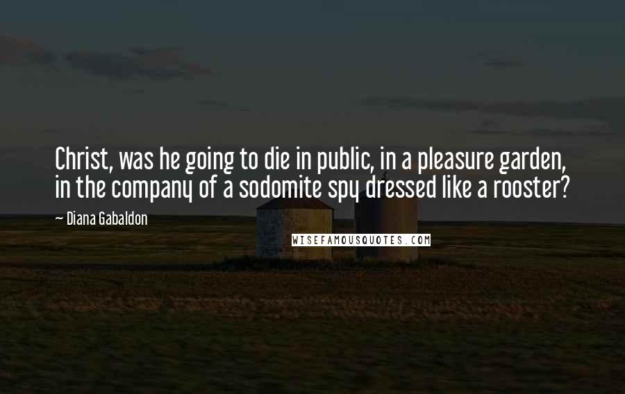 Diana Gabaldon Quotes: Christ, was he going to die in public, in a pleasure garden, in the company of a sodomite spy dressed like a rooster?