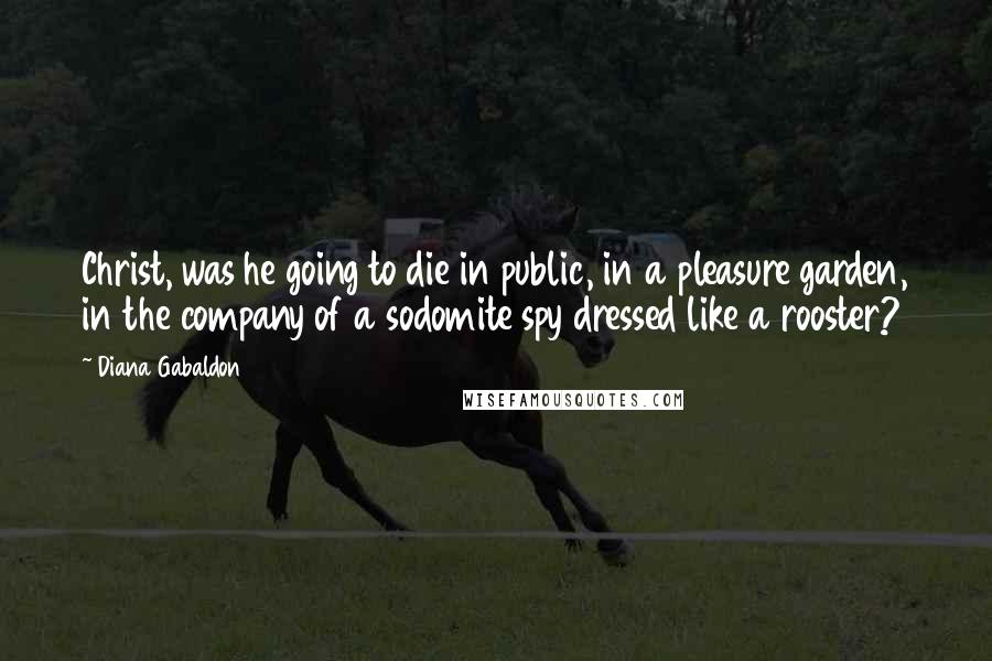 Diana Gabaldon Quotes: Christ, was he going to die in public, in a pleasure garden, in the company of a sodomite spy dressed like a rooster?