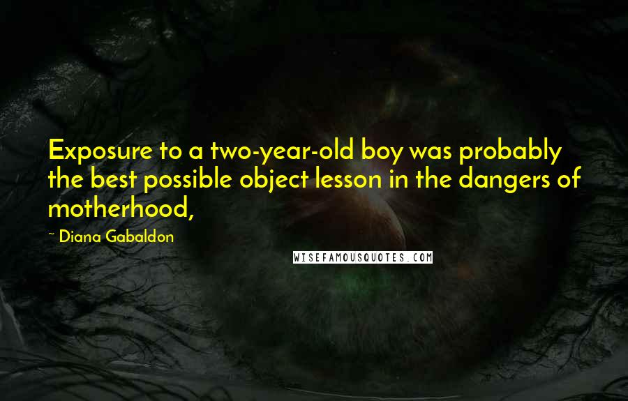 Diana Gabaldon Quotes: Exposure to a two-year-old boy was probably the best possible object lesson in the dangers of motherhood,