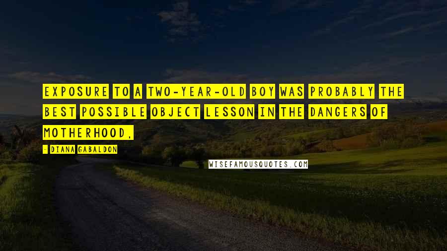 Diana Gabaldon Quotes: Exposure to a two-year-old boy was probably the best possible object lesson in the dangers of motherhood,