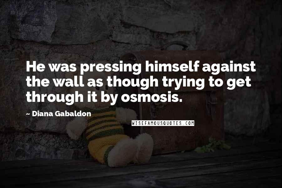 Diana Gabaldon Quotes: He was pressing himself against the wall as though trying to get through it by osmosis.