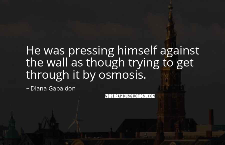 Diana Gabaldon Quotes: He was pressing himself against the wall as though trying to get through it by osmosis.