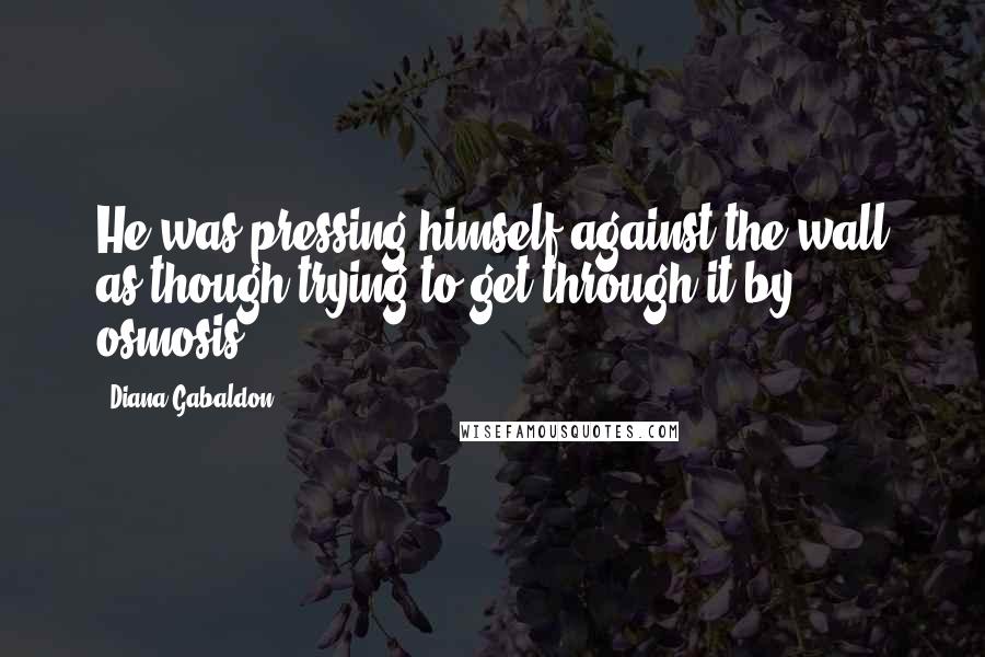 Diana Gabaldon Quotes: He was pressing himself against the wall as though trying to get through it by osmosis.