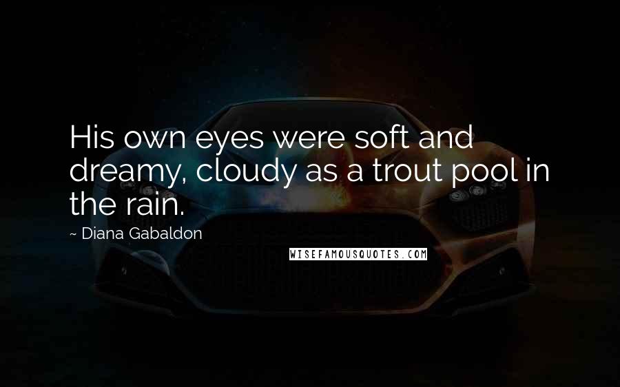 Diana Gabaldon Quotes: His own eyes were soft and dreamy, cloudy as a trout pool in the rain.