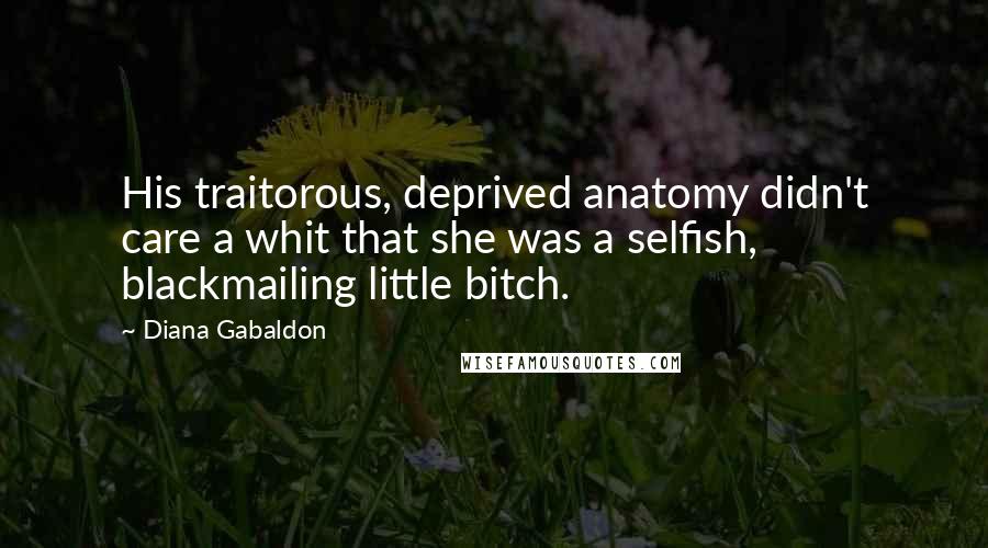 Diana Gabaldon Quotes: His traitorous, deprived anatomy didn't care a whit that she was a selfish, blackmailing little bitch.