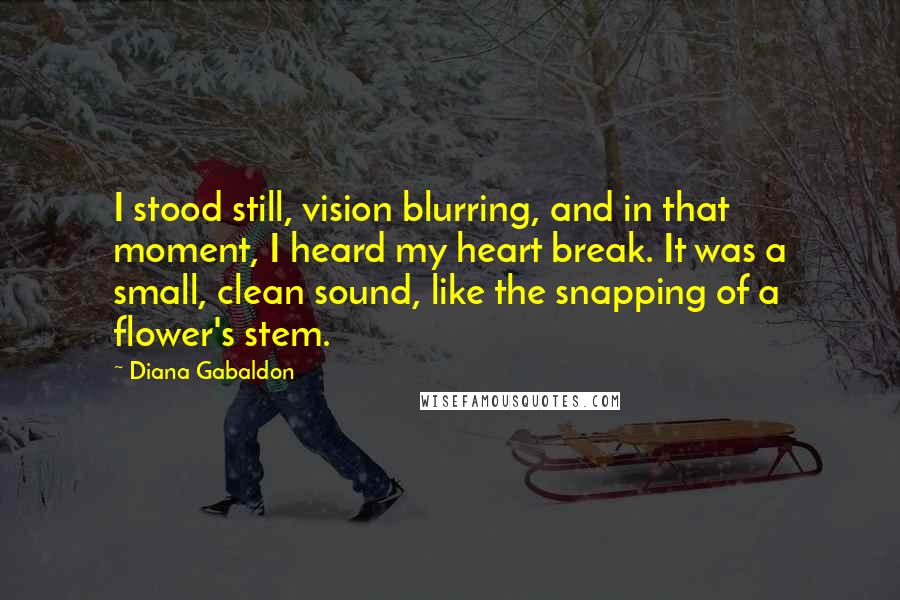 Diana Gabaldon Quotes: I stood still, vision blurring, and in that moment, I heard my heart break. It was a small, clean sound, like the snapping of a flower's stem.