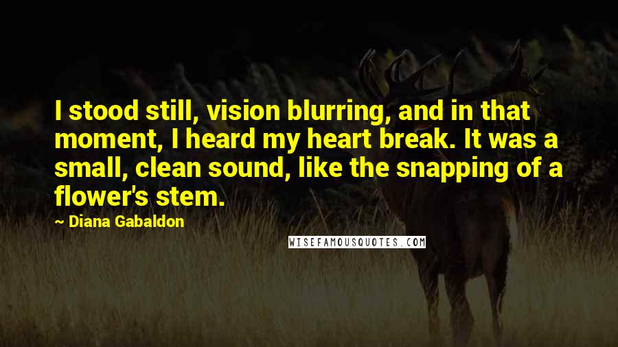 Diana Gabaldon Quotes: I stood still, vision blurring, and in that moment, I heard my heart break. It was a small, clean sound, like the snapping of a flower's stem.