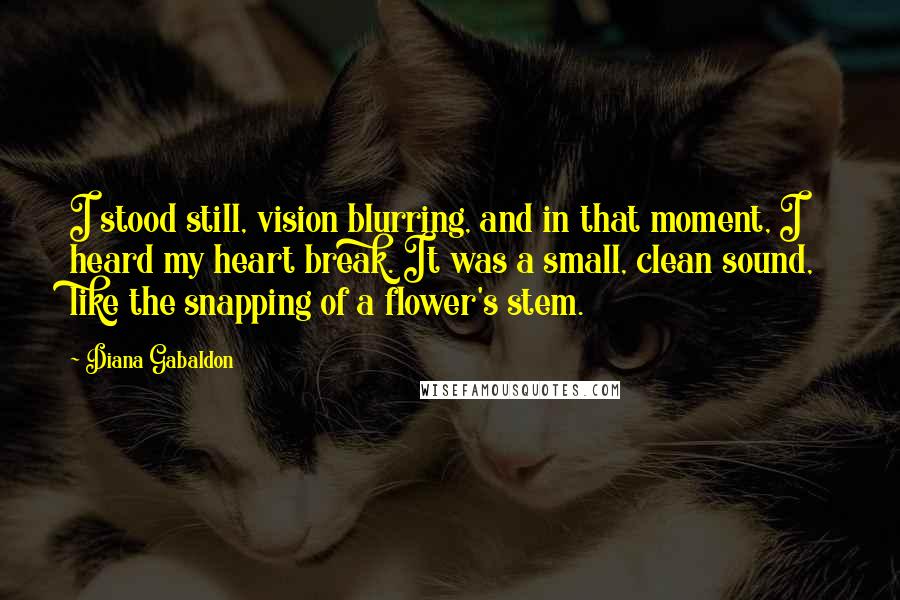 Diana Gabaldon Quotes: I stood still, vision blurring, and in that moment, I heard my heart break. It was a small, clean sound, like the snapping of a flower's stem.