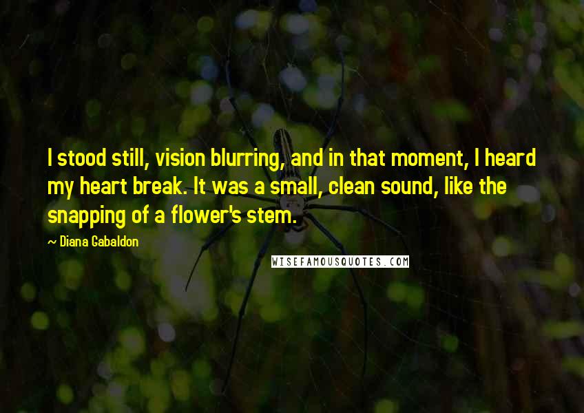 Diana Gabaldon Quotes: I stood still, vision blurring, and in that moment, I heard my heart break. It was a small, clean sound, like the snapping of a flower's stem.