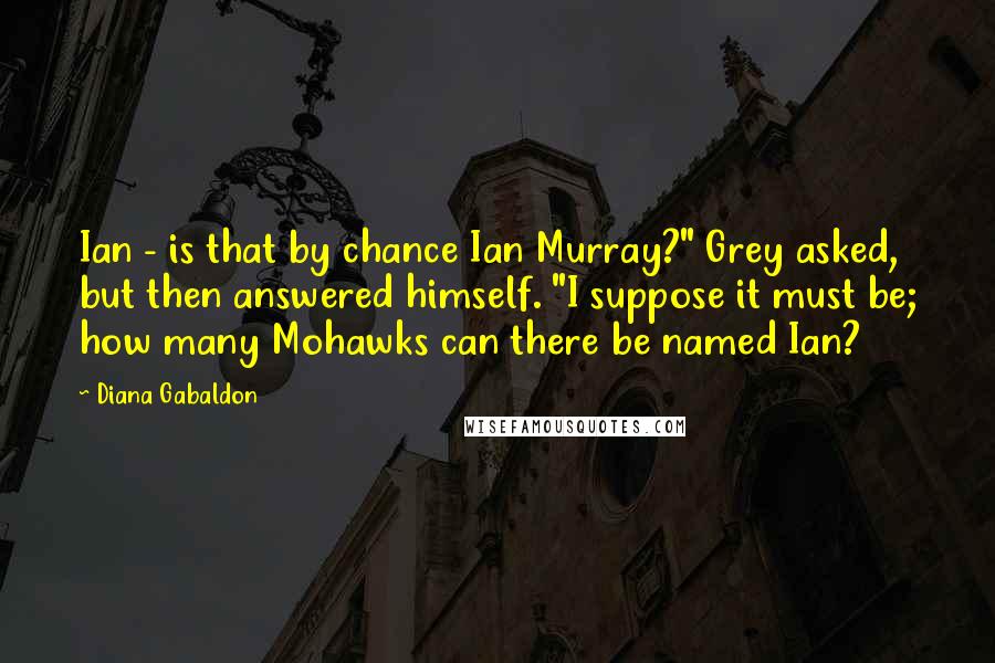 Diana Gabaldon Quotes: Ian - is that by chance Ian Murray?" Grey asked, but then answered himself. "I suppose it must be; how many Mohawks can there be named Ian?