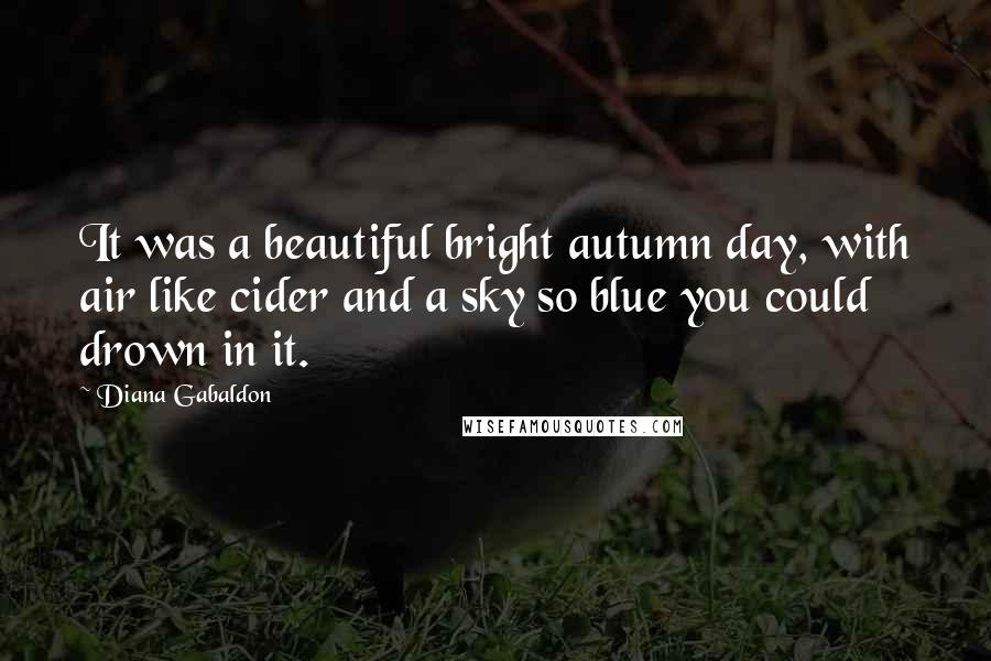 Diana Gabaldon Quotes: It was a beautiful bright autumn day, with air like cider and a sky so blue you could drown in it.