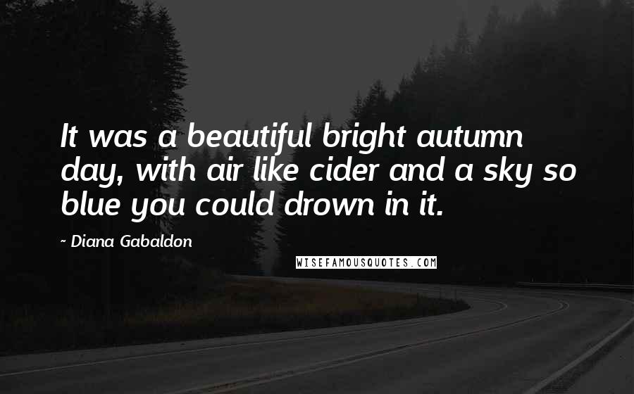 Diana Gabaldon Quotes: It was a beautiful bright autumn day, with air like cider and a sky so blue you could drown in it.