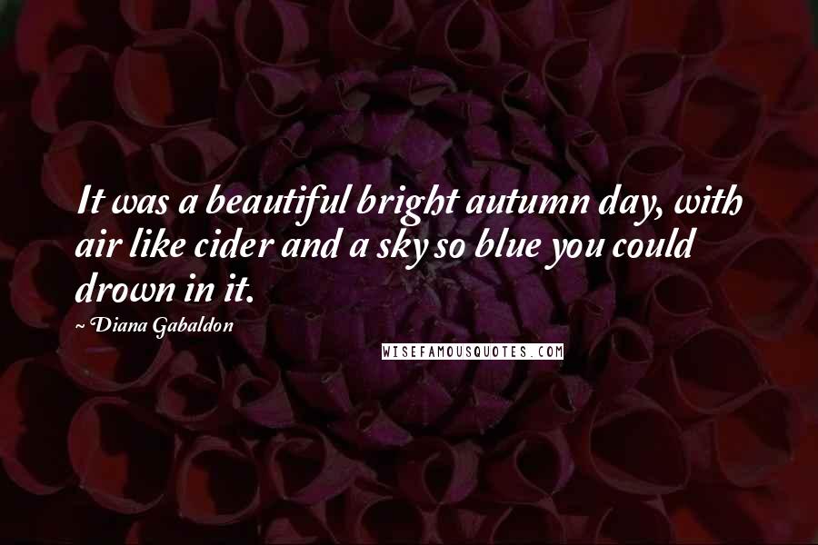 Diana Gabaldon Quotes: It was a beautiful bright autumn day, with air like cider and a sky so blue you could drown in it.