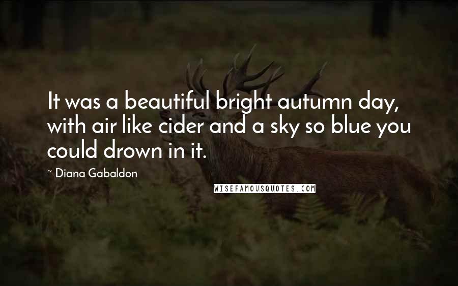 Diana Gabaldon Quotes: It was a beautiful bright autumn day, with air like cider and a sky so blue you could drown in it.