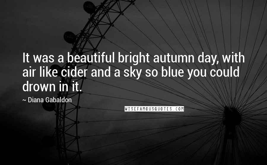 Diana Gabaldon Quotes: It was a beautiful bright autumn day, with air like cider and a sky so blue you could drown in it.