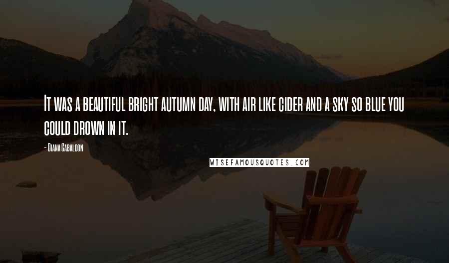 Diana Gabaldon Quotes: It was a beautiful bright autumn day, with air like cider and a sky so blue you could drown in it.