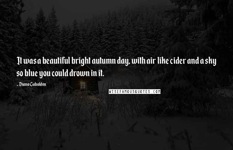 Diana Gabaldon Quotes: It was a beautiful bright autumn day, with air like cider and a sky so blue you could drown in it.