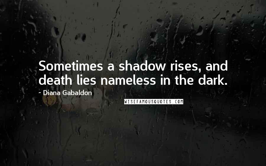 Diana Gabaldon Quotes: Sometimes a shadow rises, and death lies nameless in the dark.