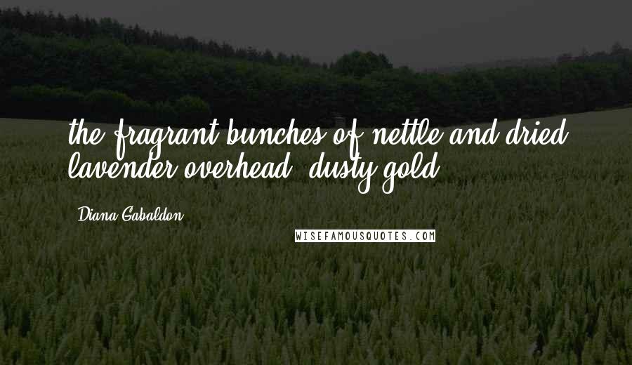 Diana Gabaldon Quotes: the fragrant bunches of nettle and dried lavender overhead, dusty gold