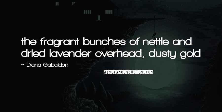 Diana Gabaldon Quotes: the fragrant bunches of nettle and dried lavender overhead, dusty gold