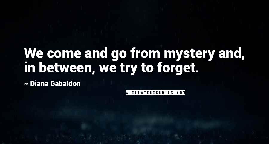 Diana Gabaldon Quotes: We come and go from mystery and, in between, we try to forget.
