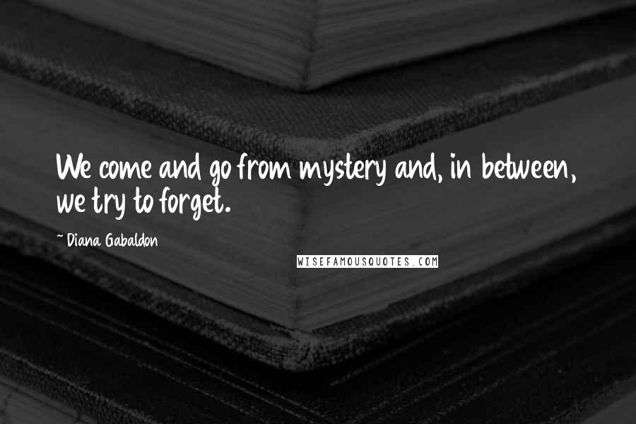 Diana Gabaldon Quotes: We come and go from mystery and, in between, we try to forget.
