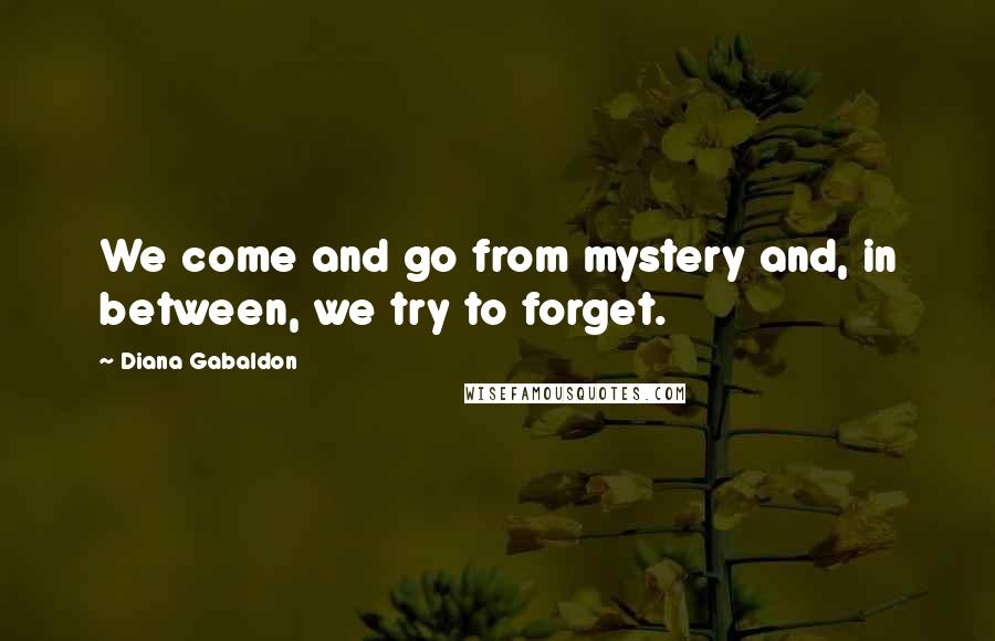 Diana Gabaldon Quotes: We come and go from mystery and, in between, we try to forget.