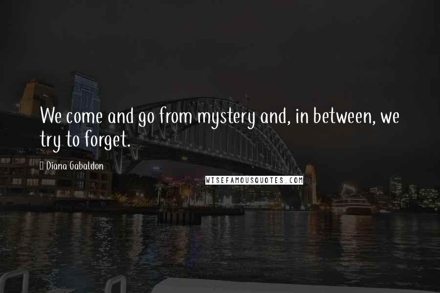Diana Gabaldon Quotes: We come and go from mystery and, in between, we try to forget.