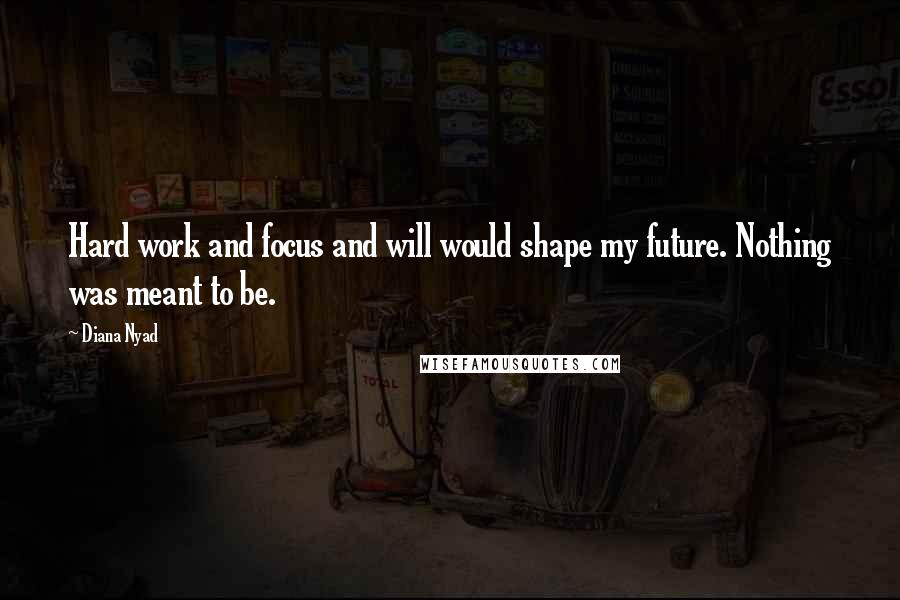 Diana Nyad Quotes: Hard work and focus and will would shape my future. Nothing was meant to be.