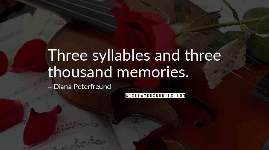 Diana Peterfreund Quotes: Three syllables and three thousand memories.