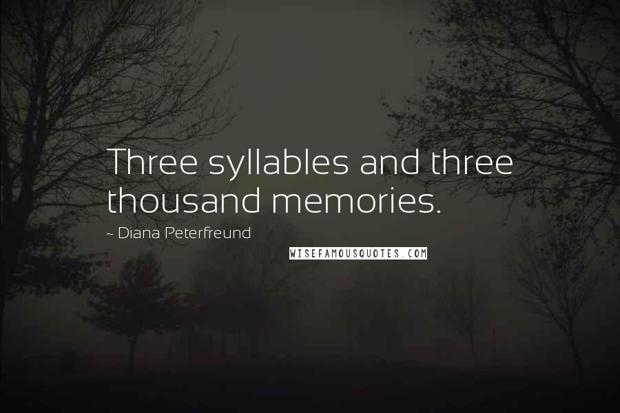 Diana Peterfreund Quotes: Three syllables and three thousand memories.