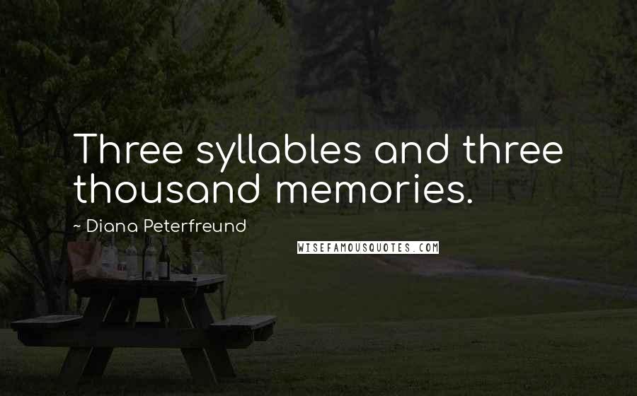 Diana Peterfreund Quotes: Three syllables and three thousand memories.