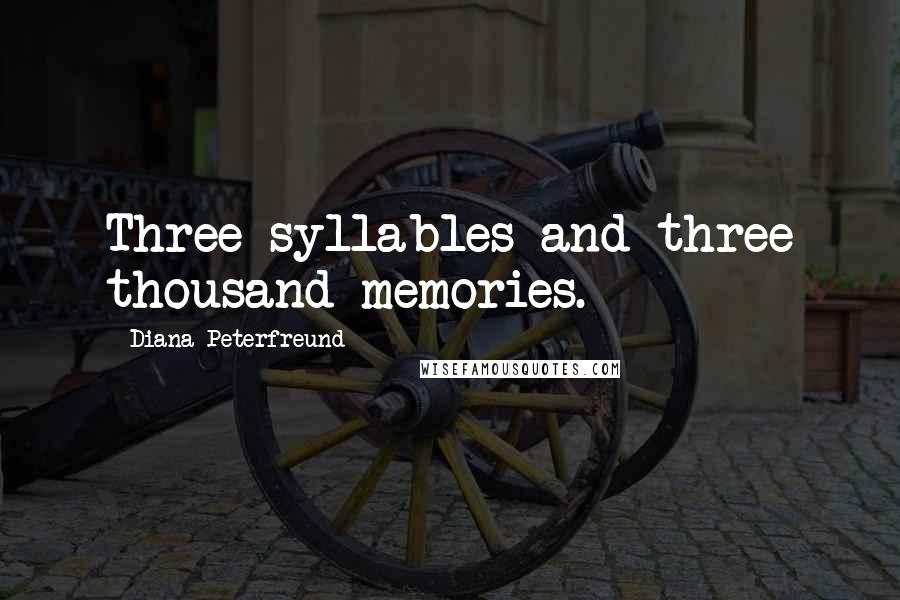 Diana Peterfreund Quotes: Three syllables and three thousand memories.