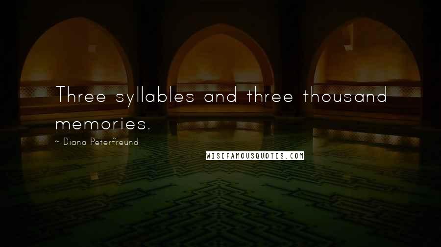 Diana Peterfreund Quotes: Three syllables and three thousand memories.
