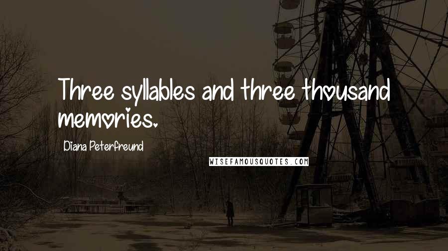 Diana Peterfreund Quotes: Three syllables and three thousand memories.