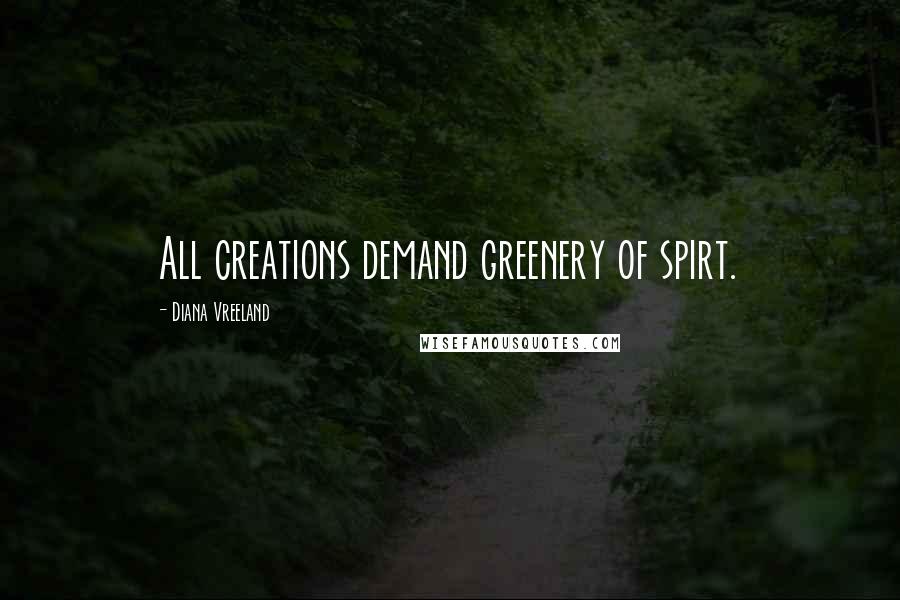 Diana Vreeland Quotes: All creations demand greenery of spirt.