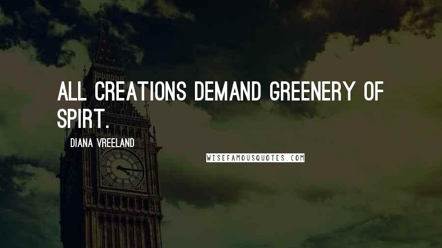Diana Vreeland Quotes: All creations demand greenery of spirt.