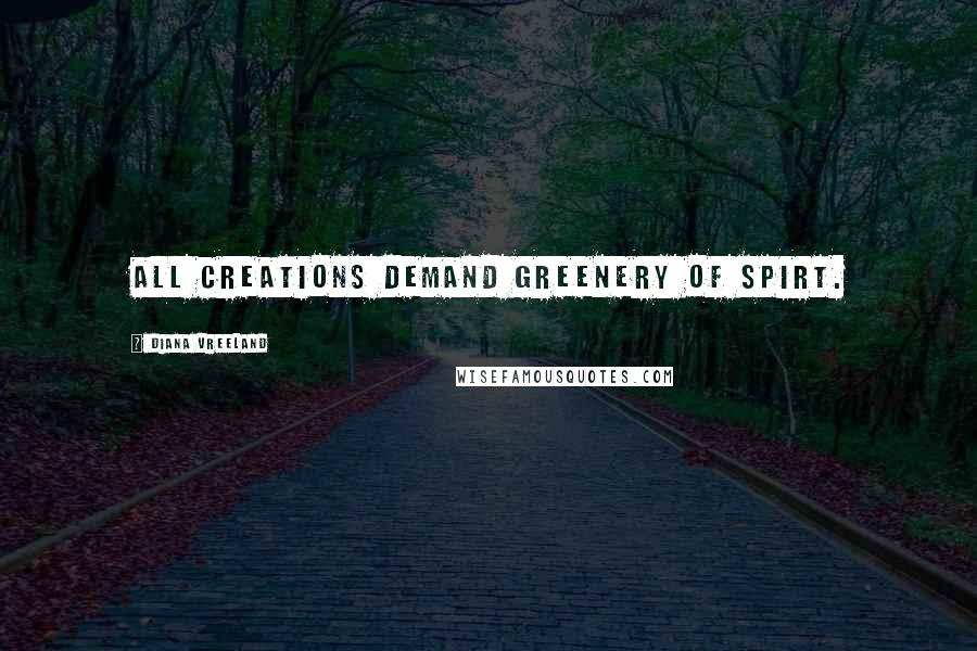 Diana Vreeland Quotes: All creations demand greenery of spirt.