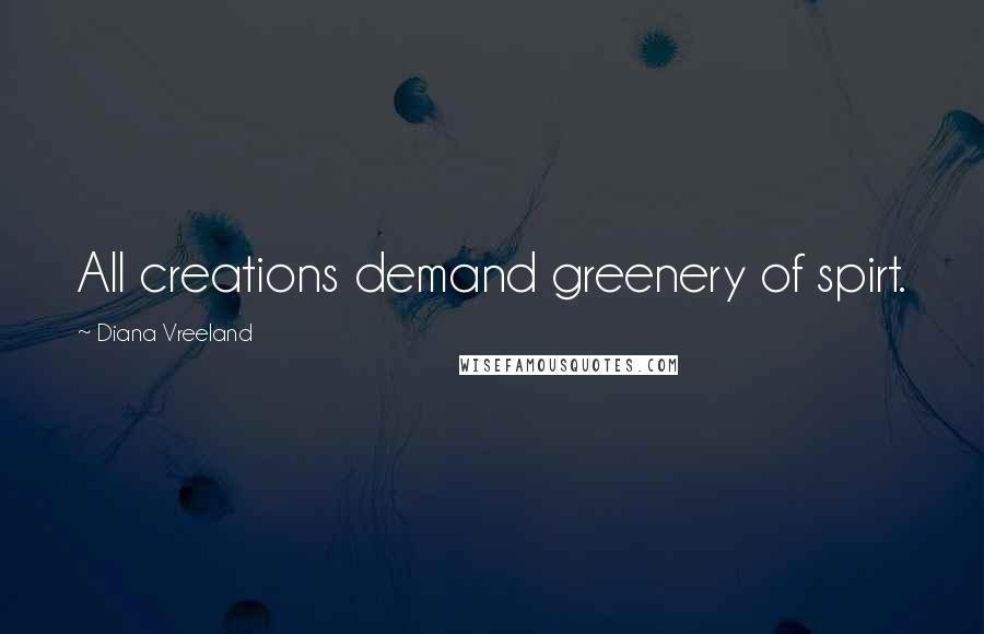 Diana Vreeland Quotes: All creations demand greenery of spirt.