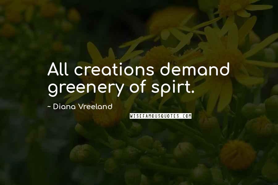 Diana Vreeland Quotes: All creations demand greenery of spirt.