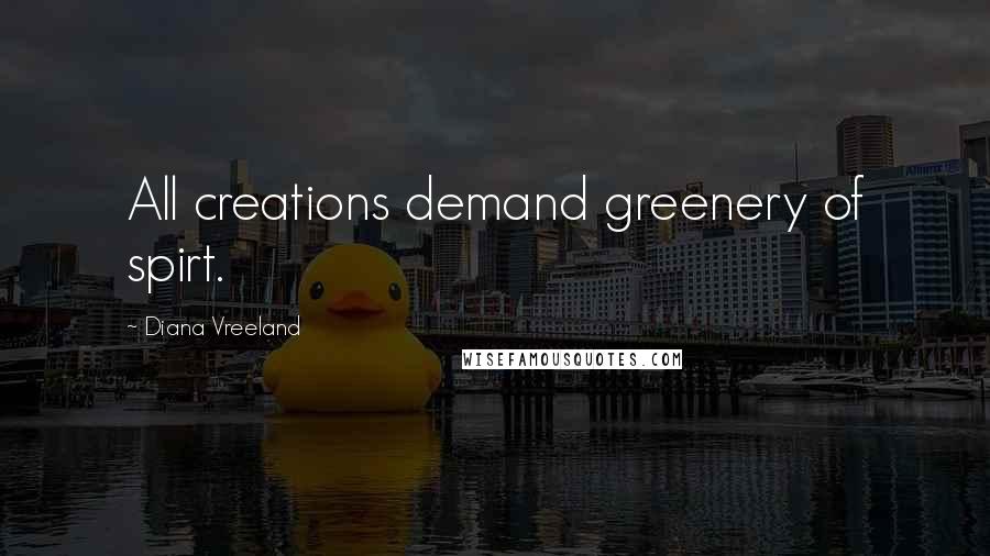 Diana Vreeland Quotes: All creations demand greenery of spirt.