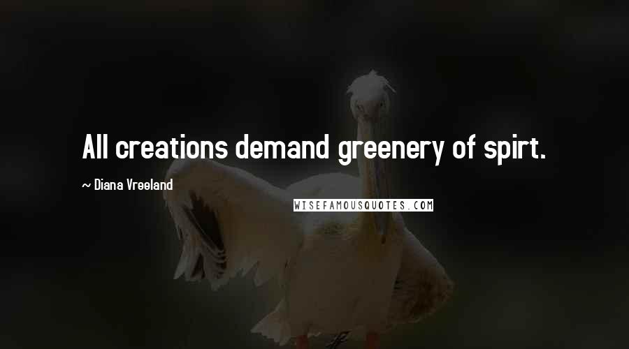 Diana Vreeland Quotes: All creations demand greenery of spirt.