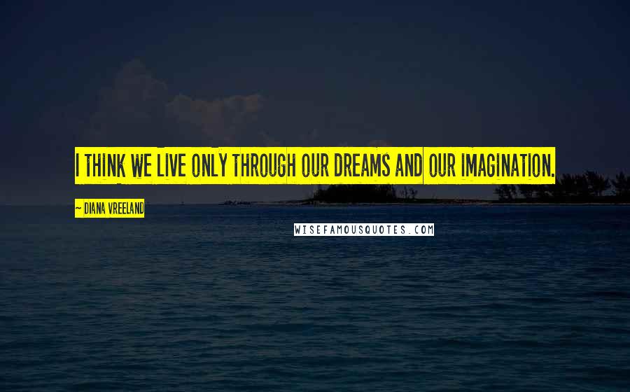 Diana Vreeland Quotes: I think we live only through our dreams and our imagination.