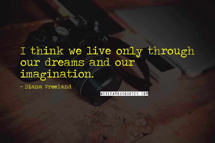 Diana Vreeland Quotes: I think we live only through our dreams and our imagination.