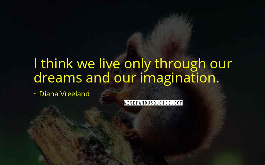 Diana Vreeland Quotes: I think we live only through our dreams and our imagination.